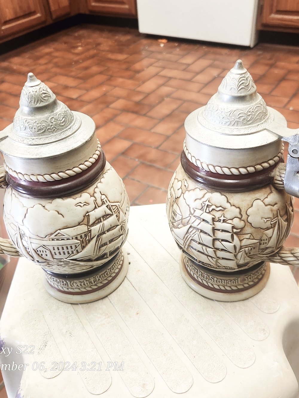 Vintage Avon Ceramic Stein with Gold-Brown Base and Cream Rim